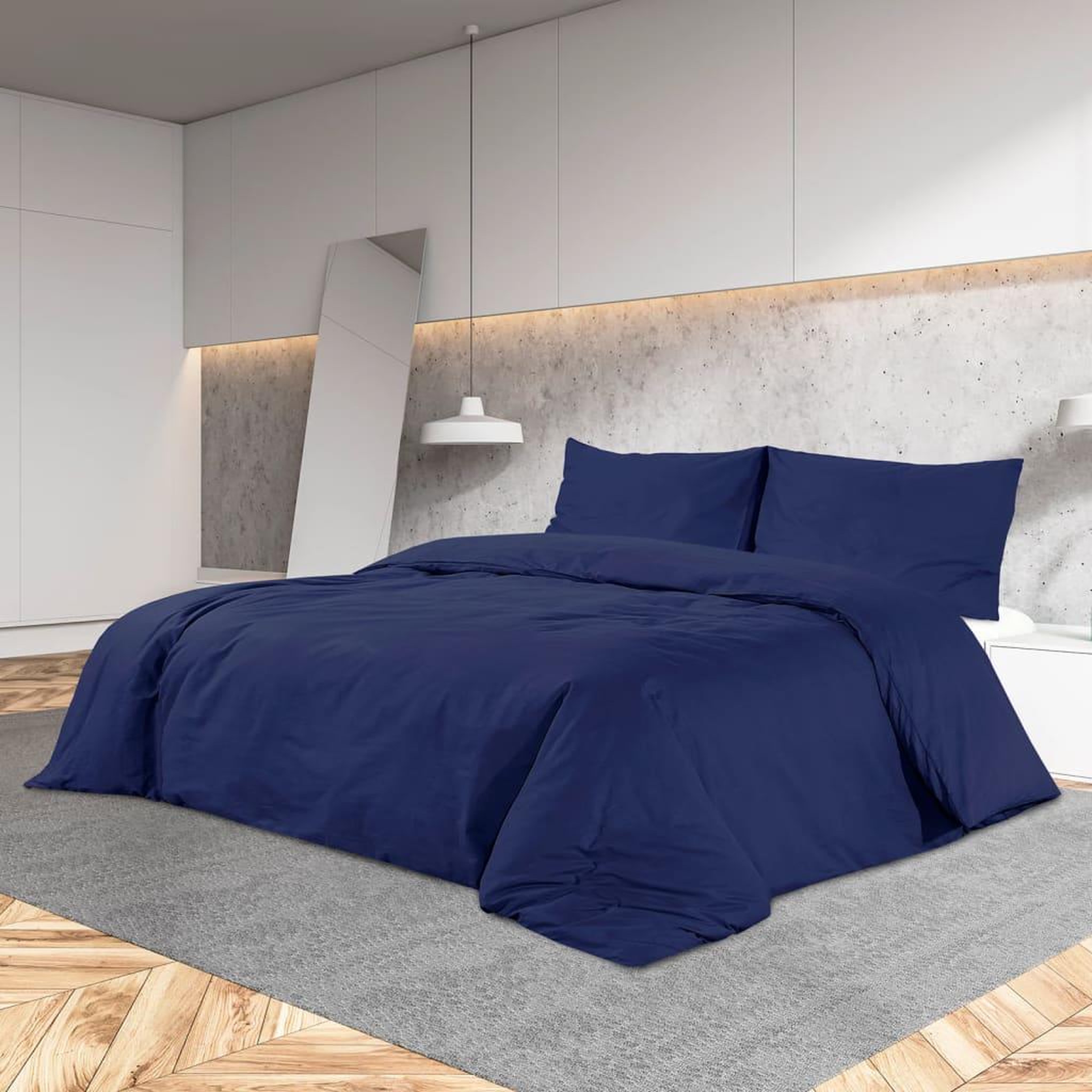 Voir la diapositive 1 : VIDAXL Ensemble de housse de couette Bleu marine 260x240 cm Microfibre