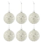 Paris Prix Lot de 6 Boules de Noël  Perles  8cm Blanc & Argent