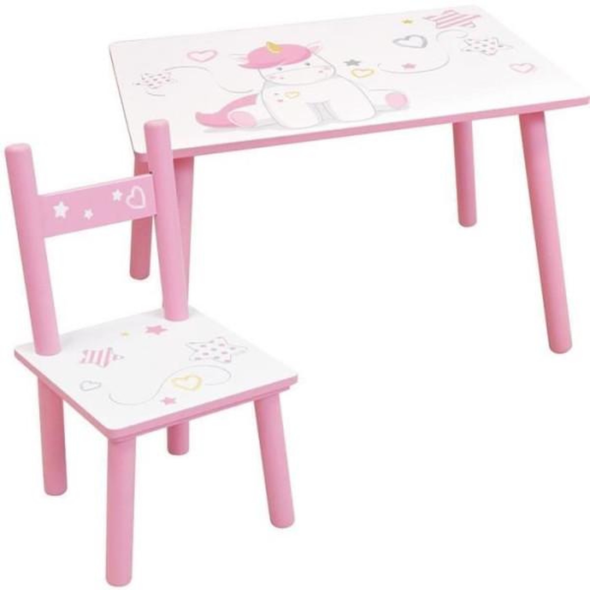 Fun House FUN HOUSE - Table licorne h 41,5 cm x l 61 cm x p 42 cm avec une chaise h 49,5 cm x l 31 cm x p 31,5 cm pour enfant