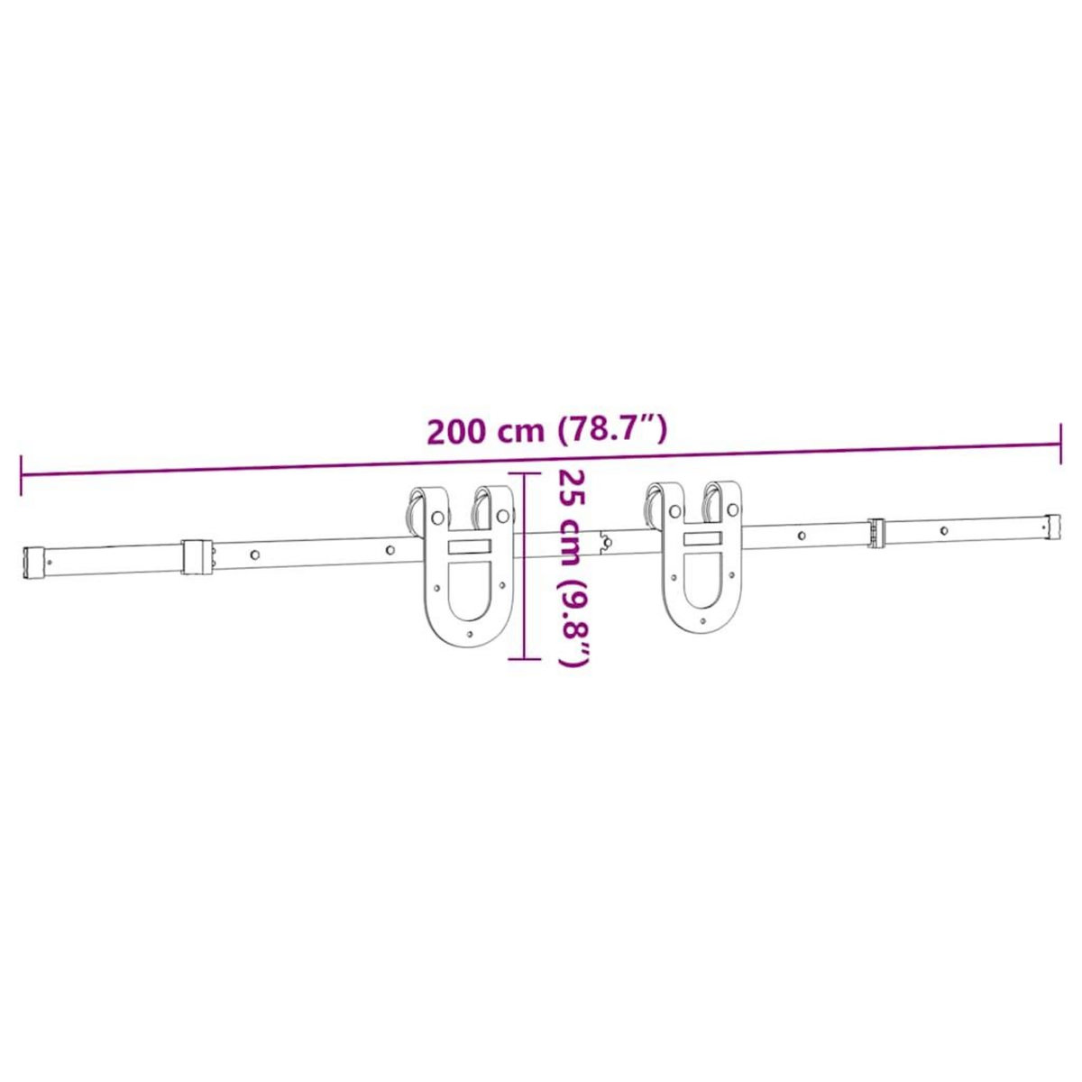 VIDAXL Kit de quincaillerie de porte coulissante 200 cm Acier Noir