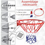 Voir la diapositive 3 : HOMCOM Panier de basket, anneau de basketball avec filet Ø 46 cm, support mural intérieur et extérieur, rouge