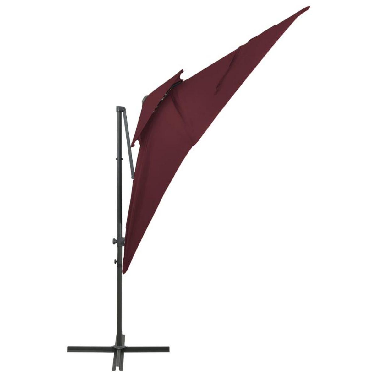 VIDAXL Parasol de jardin en porte-a-faux a double toit rouge bordeaux
