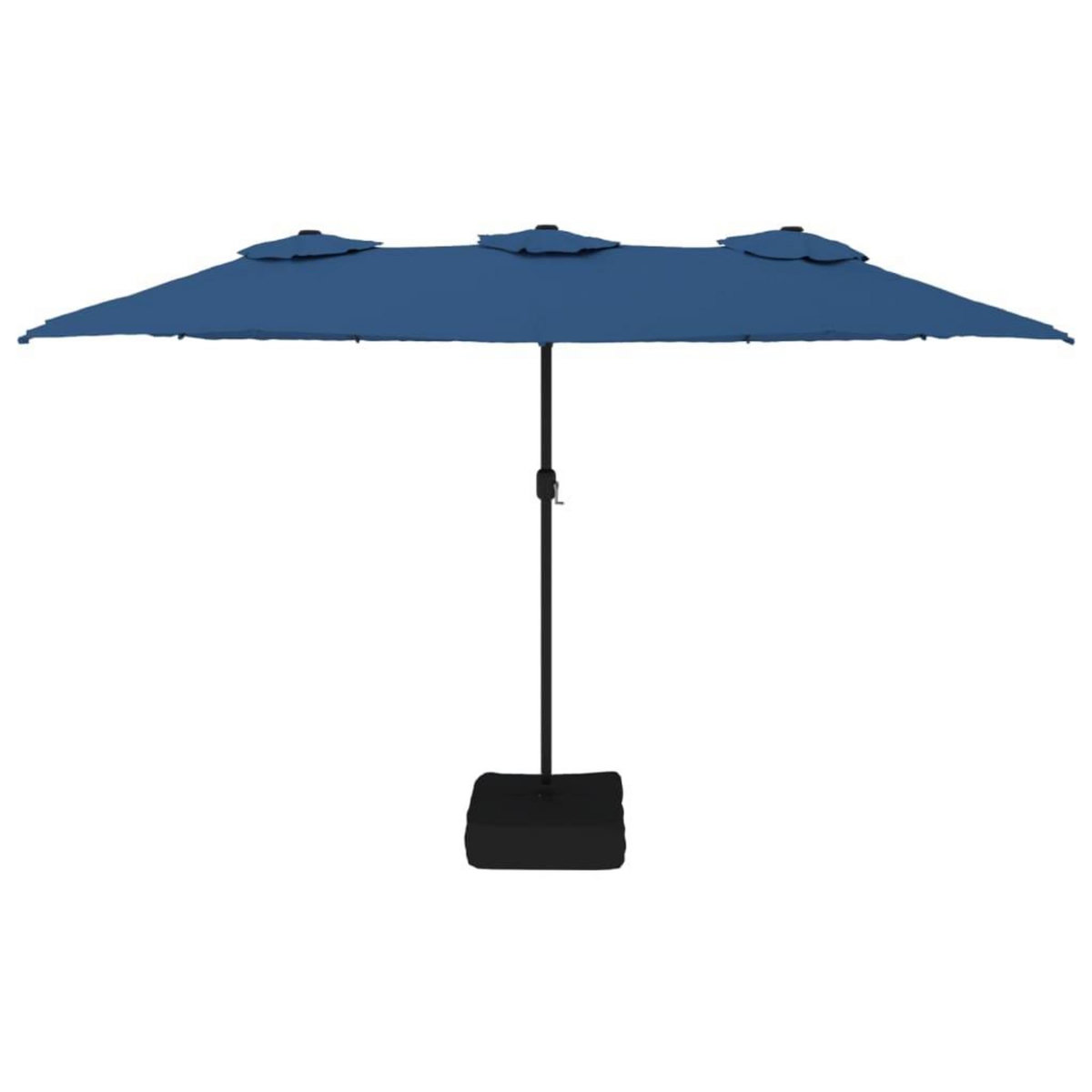 VIDAXL Parasol de jardin a double tete avec LED bleu azure 449x245 cm