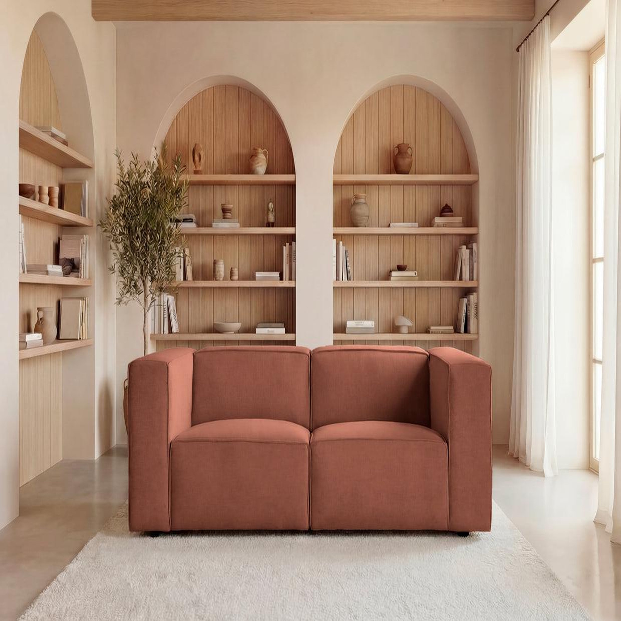 Voir la diapositive 3 : CASANOVA PARIS Mini basil - canapé droit tissu lisse 2 places