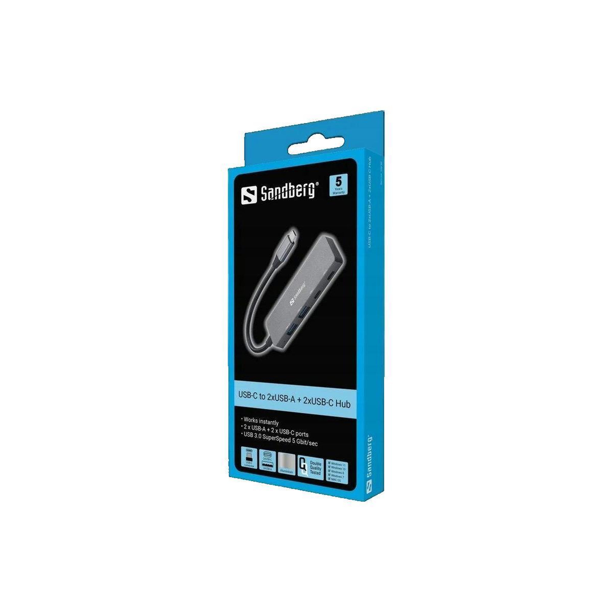 Voir la diapositive 3 : Sandberg Hub USB Sandberg 136-50 avec ports USB-A et USB-C