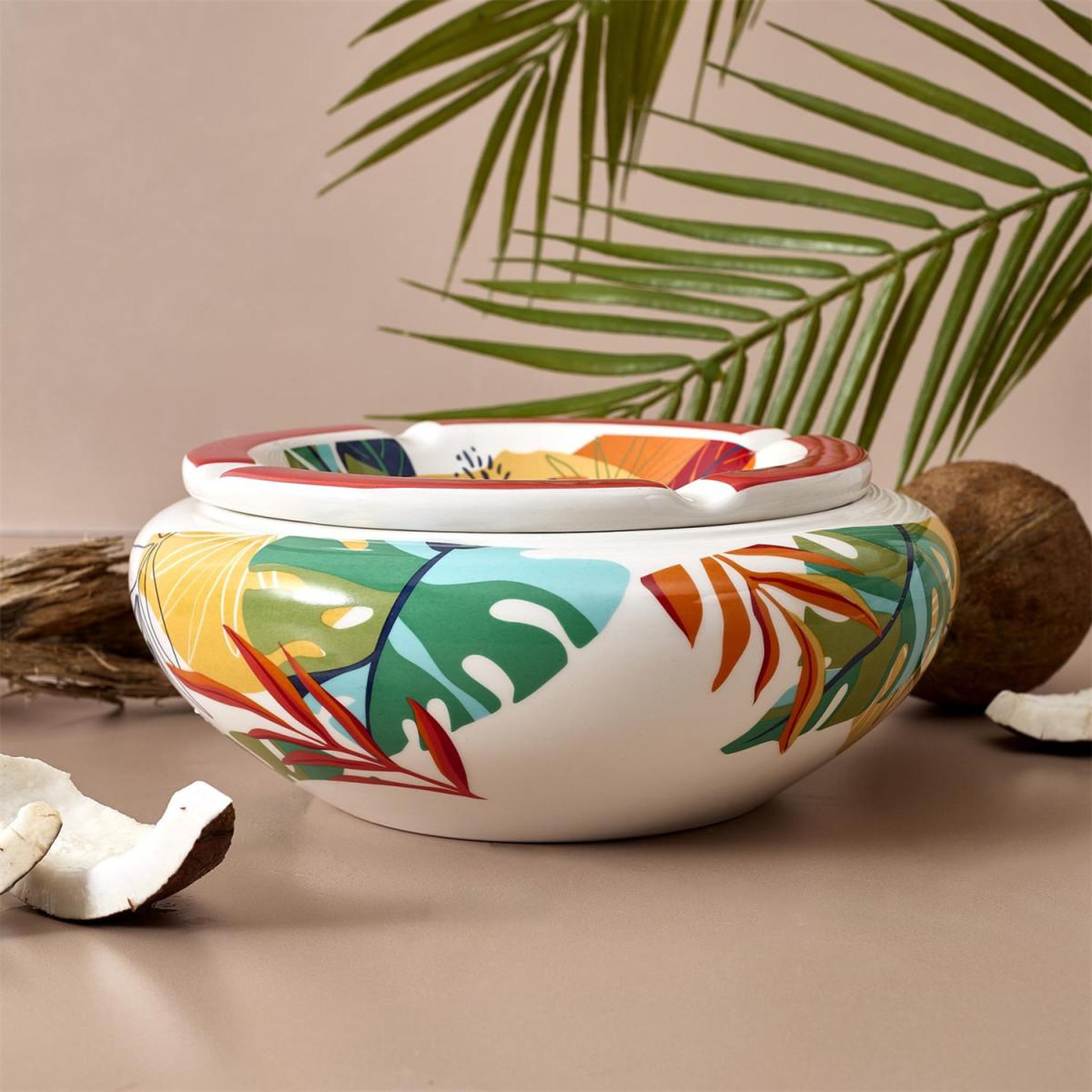 Voir la diapositive 3 : The Home Deco Factory Cendrier xxl en céramique  floral  24cm multicolore