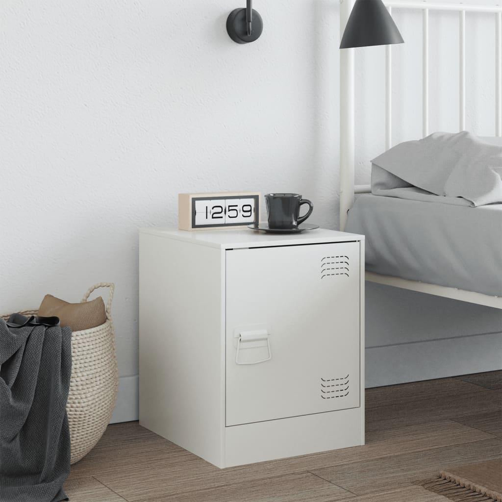 Voir la diapositive 3 : VIDAXL Table de chevet blanc 34,5x39x44 cm acier