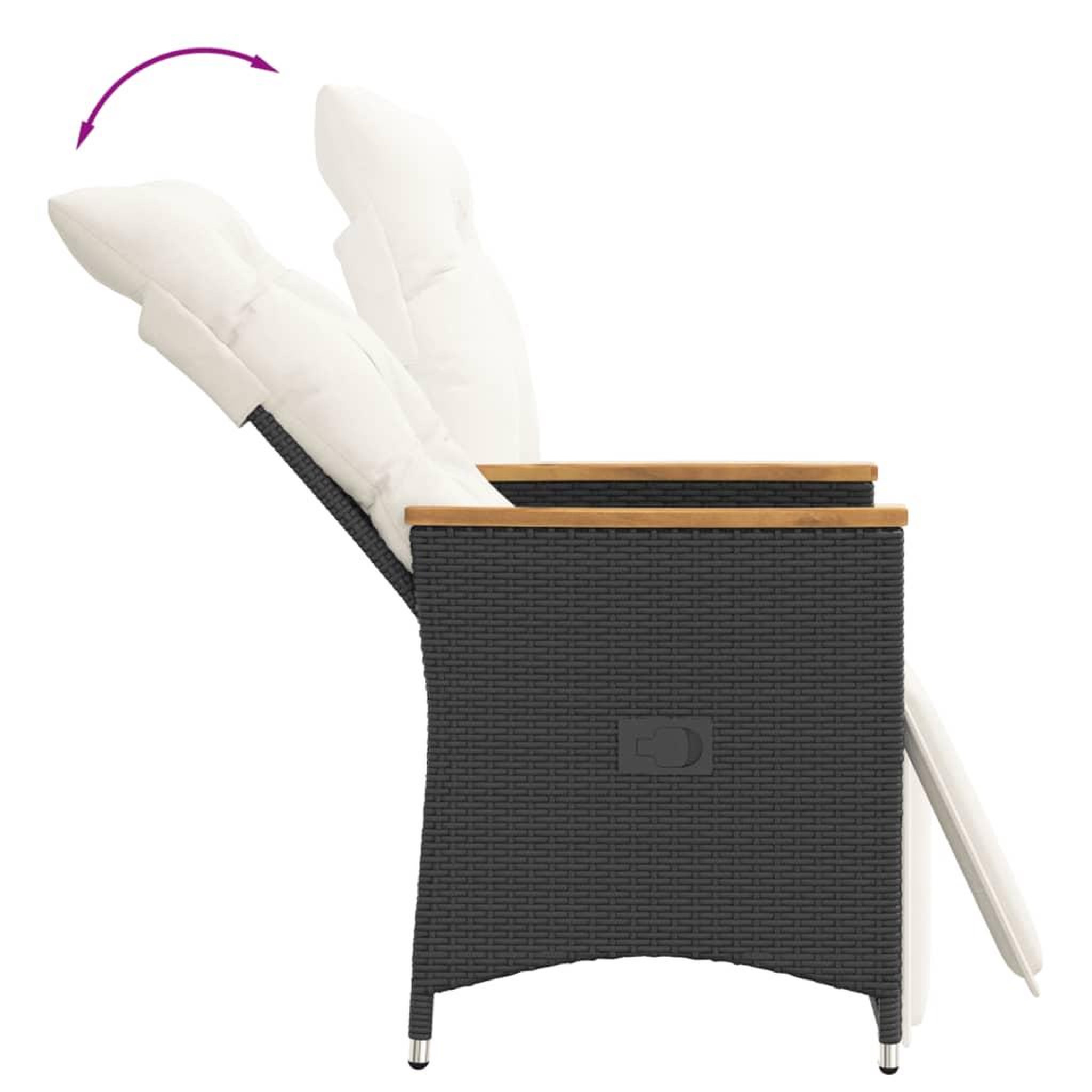 Voir la diapositive 5 : VIDAXL Ensemble de bistro 3 pcs avec coussins noir resine tressee