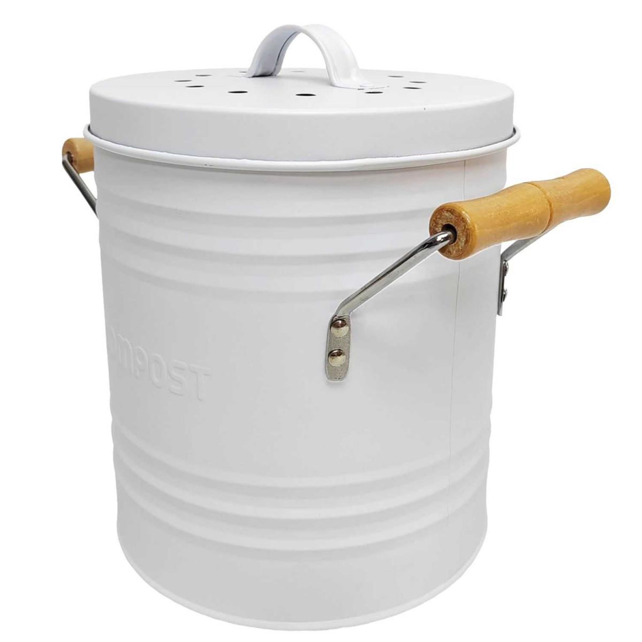 Voir la diapositive 4 : Je cherche une idee Poubelle en métal  compost  4l blanc