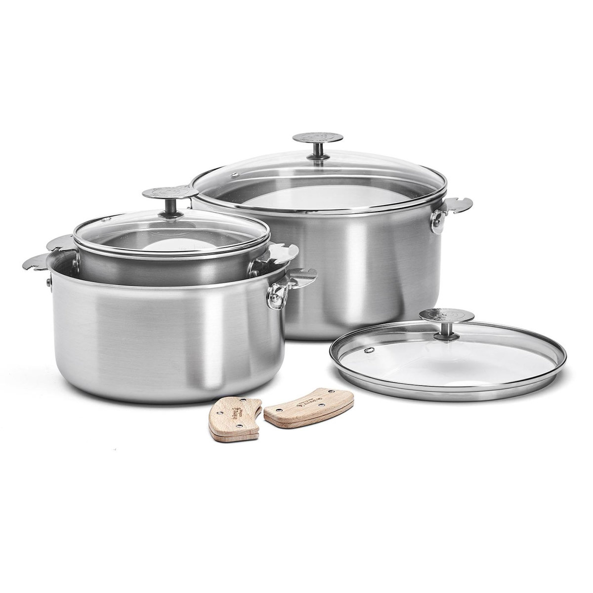 De buyer Batterie 3 casseroles 16/20/24cm + anses + couvercle - 3661.03