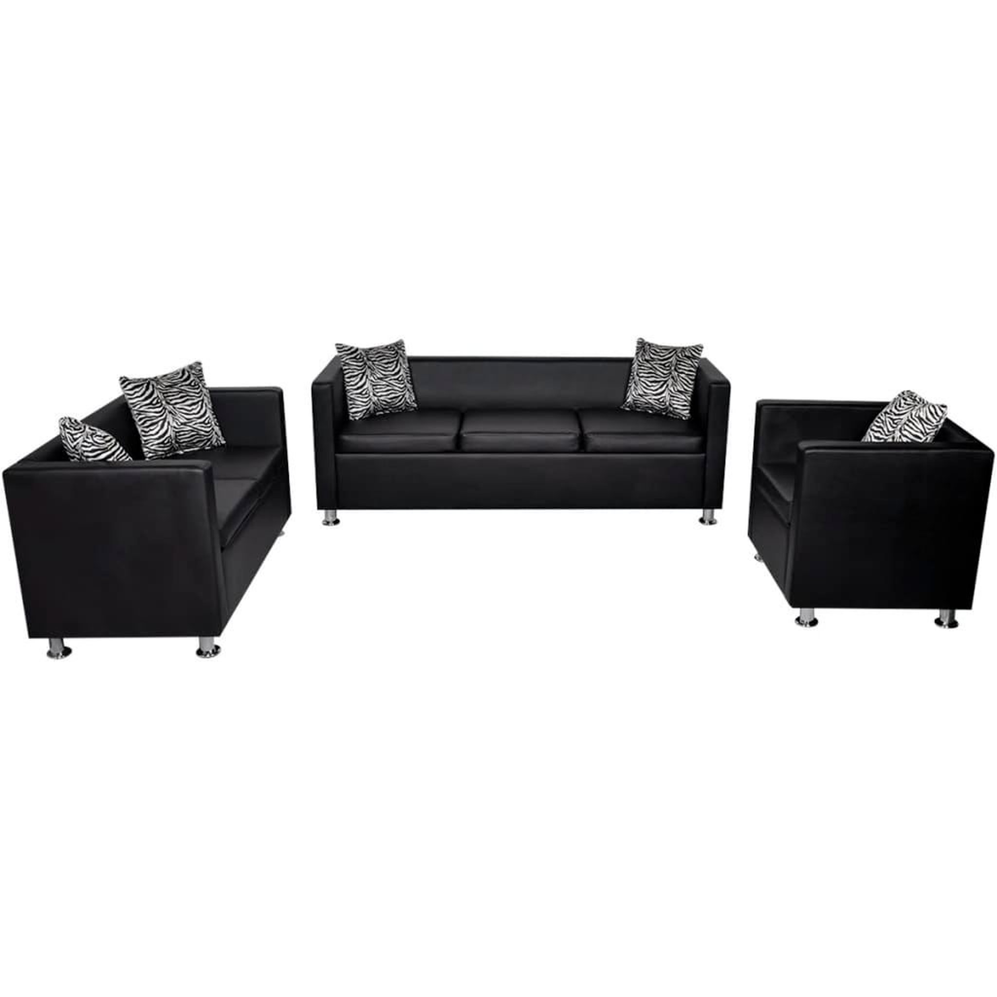 Voir la diapositive 2 : VIDAXL Jeu de canape a 2 places et a 3 places et fauteuil Noir