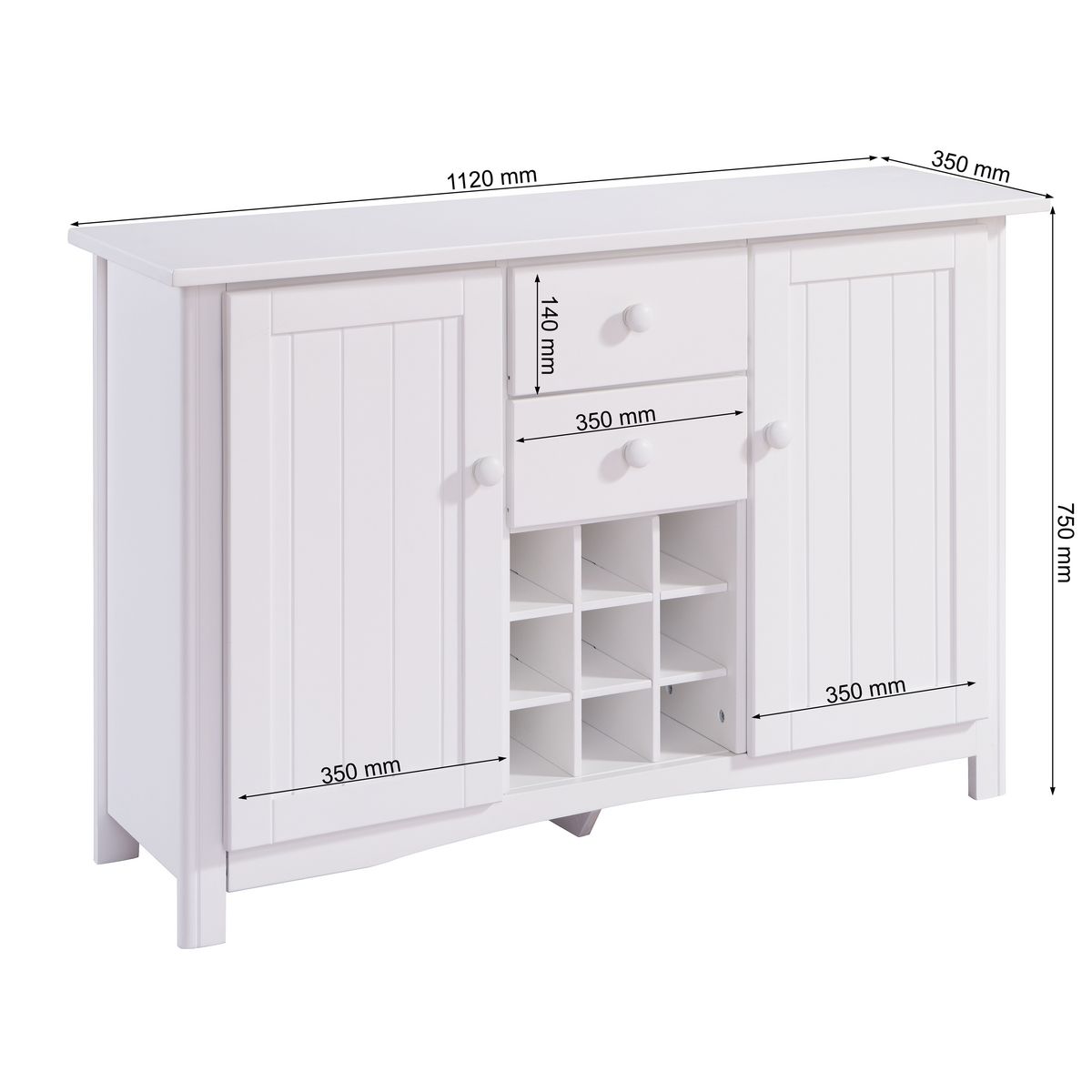 Buffet de cuisine en pin massif avec rangements CUISTOT