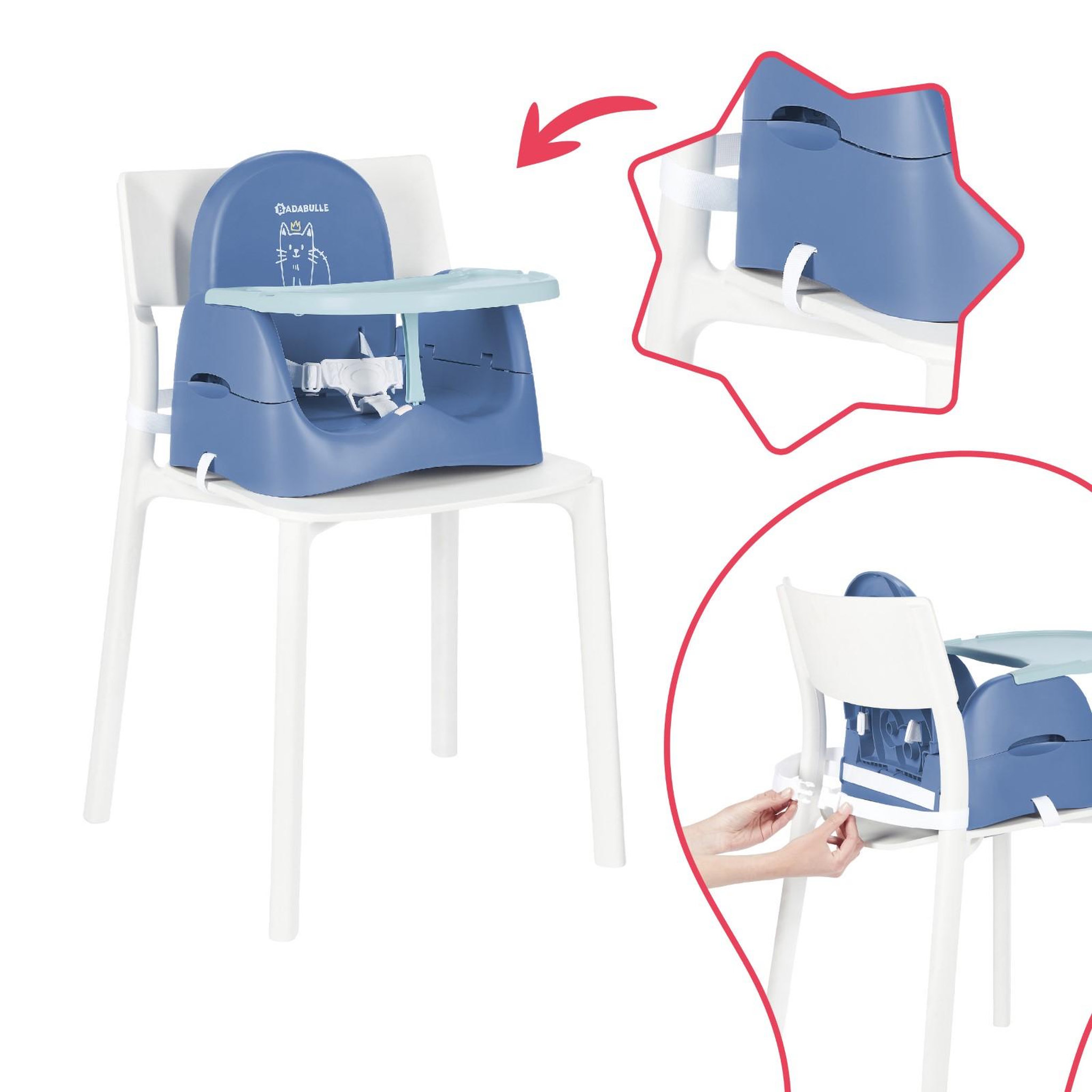 Voir la diapositive 5 : BADABULLE Rehausseur de chaise Badabulle - Pliage Compact - Universel - De 6 à 36 mois - Chat