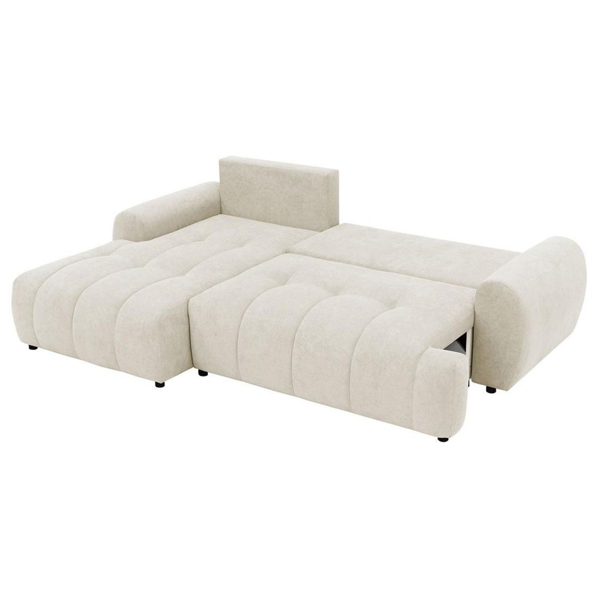 BEST MOBILIER Luzzio - canapé d'angle gauche 4 places convertible avec coffre en tissu texturé