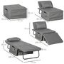 Voir la diapositive 3 : HOMCOM Fauteuil relax canapé pouf lit d'appoint 4 en 1 dossier inclinable 5 niveaux repose-pied rabattable châssis acier noir polyester gris