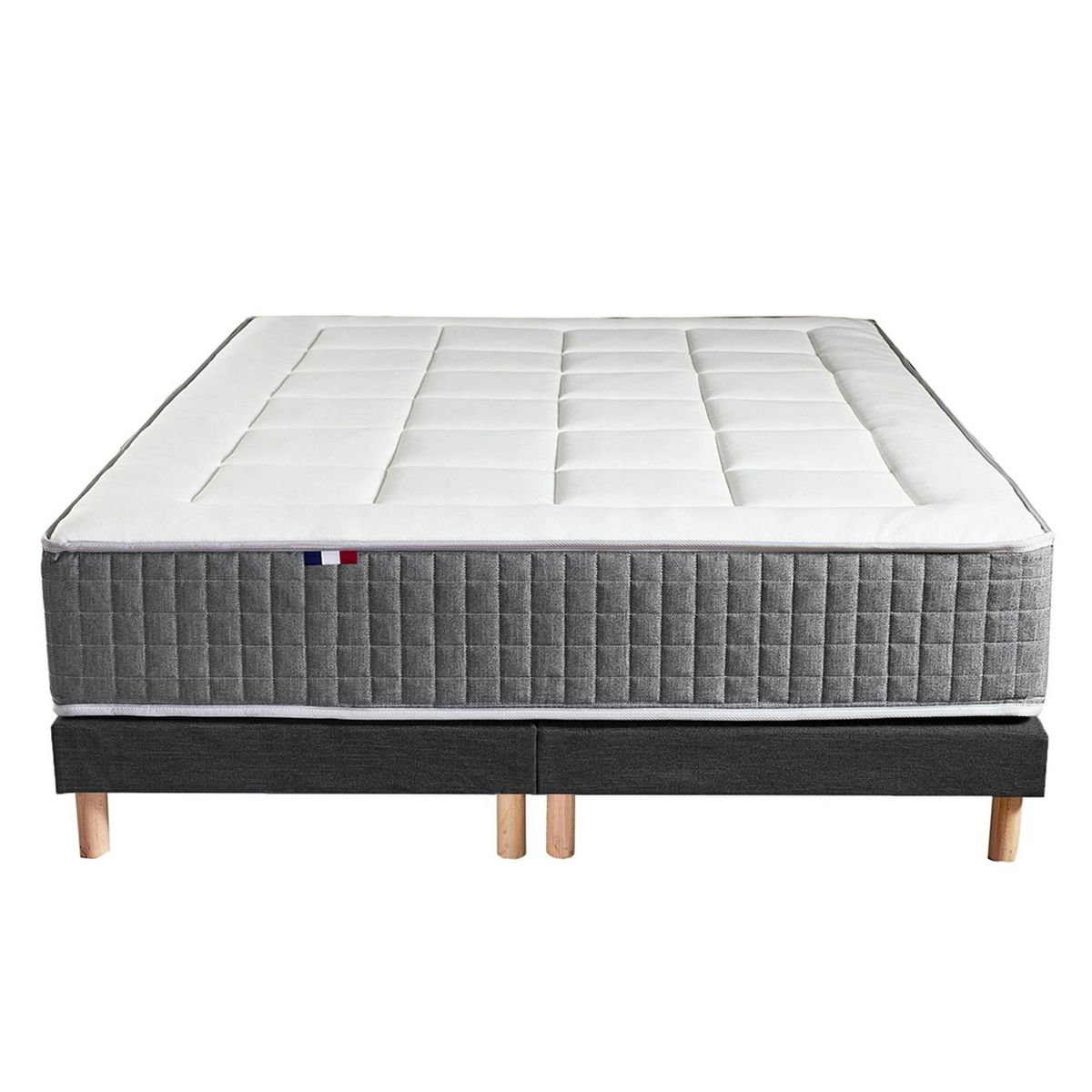 IDLITERIE Ensemble Matelas Ressort 7 zones H.28cm + Sommier Fabriqué en France MAX