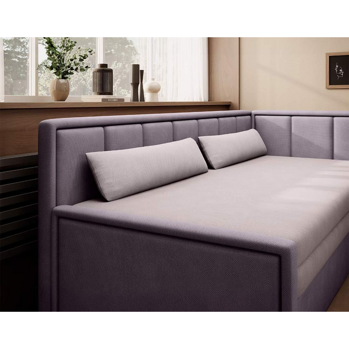 BEST MOBILIER James - canapé 3 places droit convertible avec coffre en velours