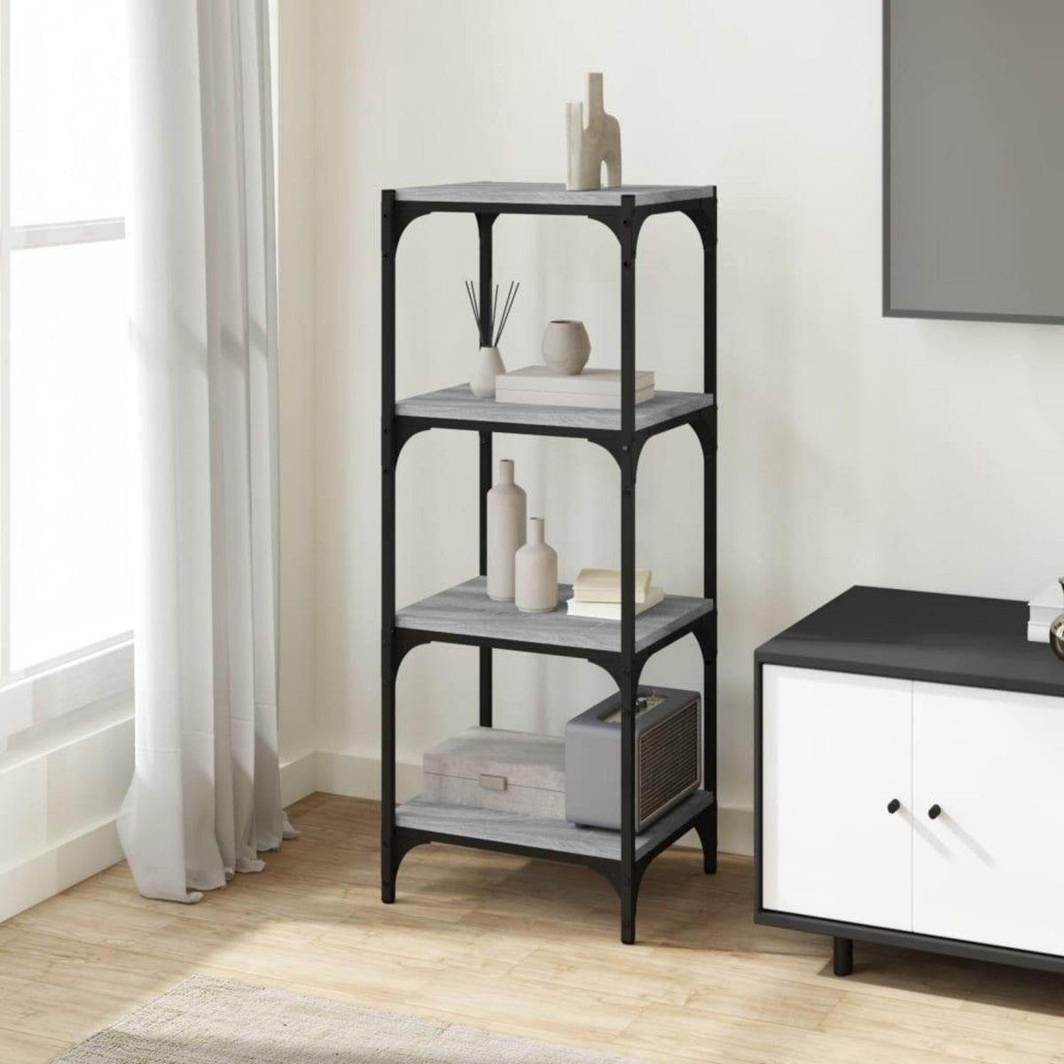 VIDAXL Bibliotheque Sonoma gris 40x33x100 cm Bois d'ingenierie acier