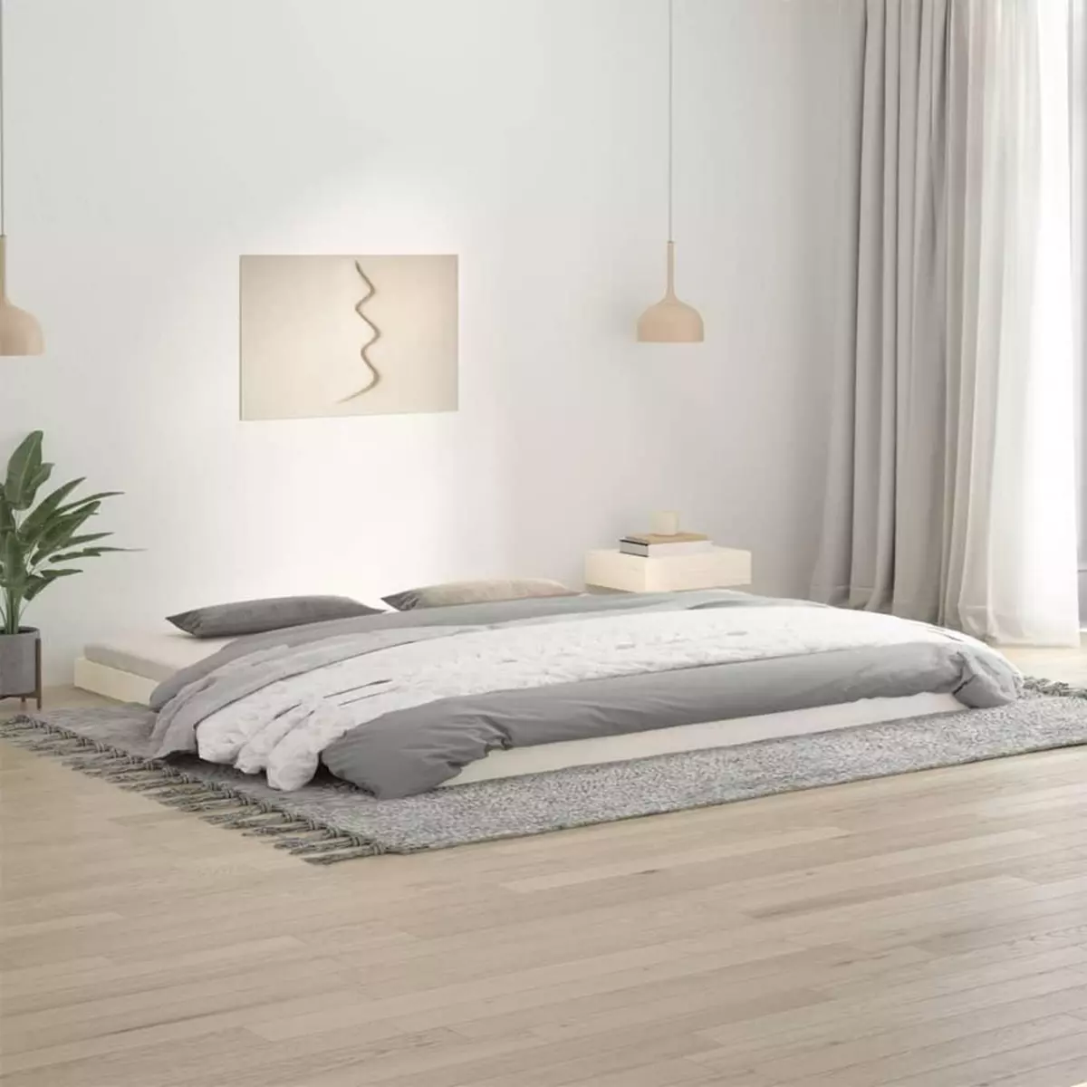 VIDAXL Cadre de lit blanc 200x200 cm bois de pin massif