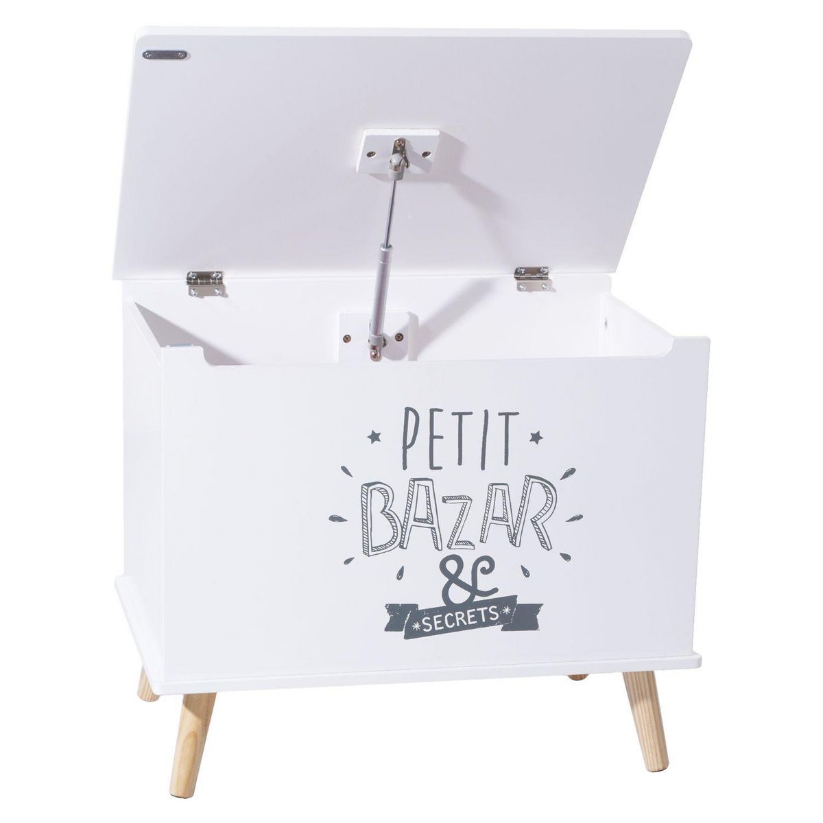 Atmosphera Kids Coffre de rangement enfant Petit Bazar - L. 58 x H. 38 cm - Blanc