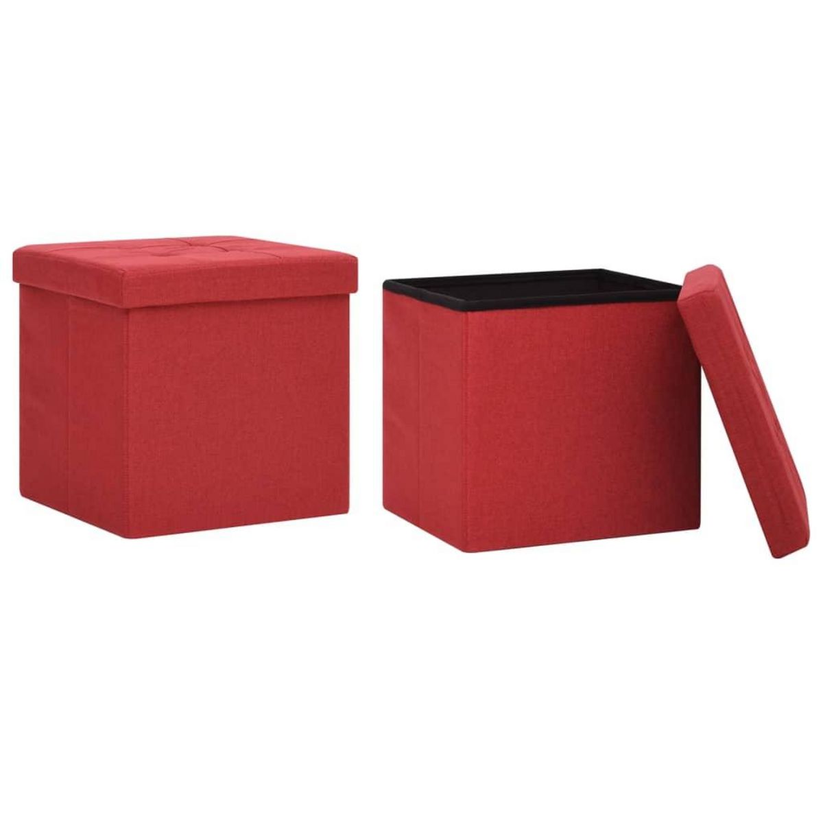 VIDAXL Tabourets de rangement pliables lot de 2 bordeaux Faux lin