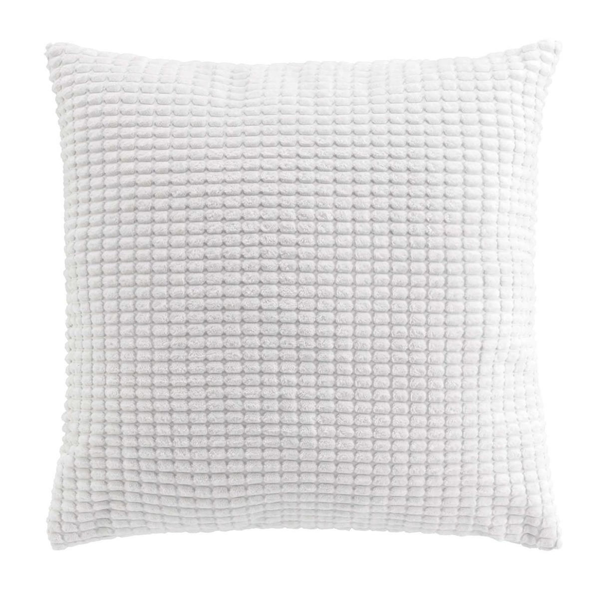 Paris Prix Coussin Déco en Velours Relief  Swing  45x45cm Blanc