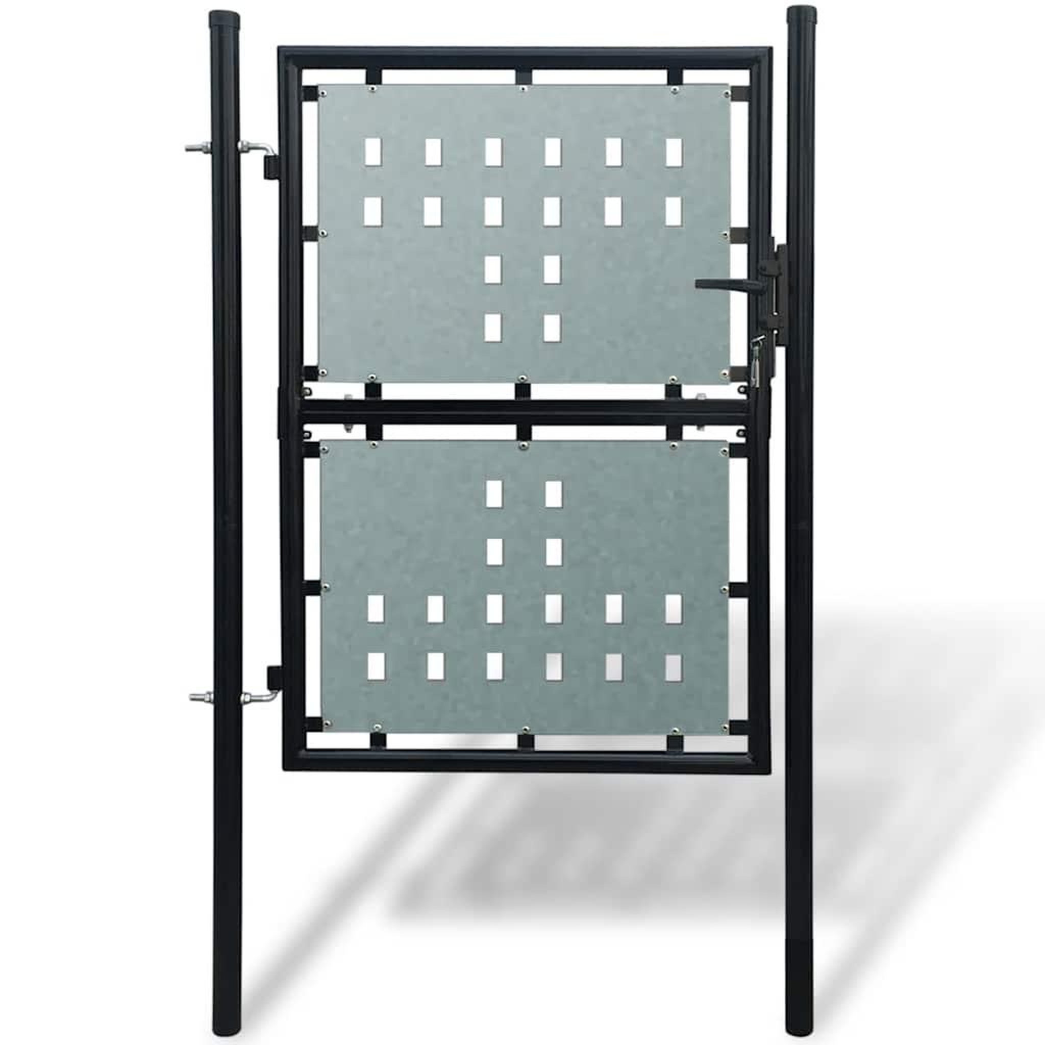VIDAXL Portail de cloture noir a une porte 100x125 cm