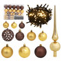 Voir la diapositive 1 : VIDAXL Set de boules de Noël avec pic et 150 LED 61 pcs Dore et bronze