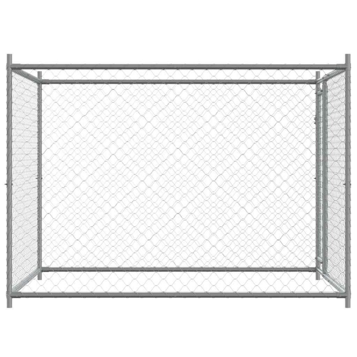 VIDAXL Cage pour chien avec porte gris 2x2x1,5 m acier galvanise