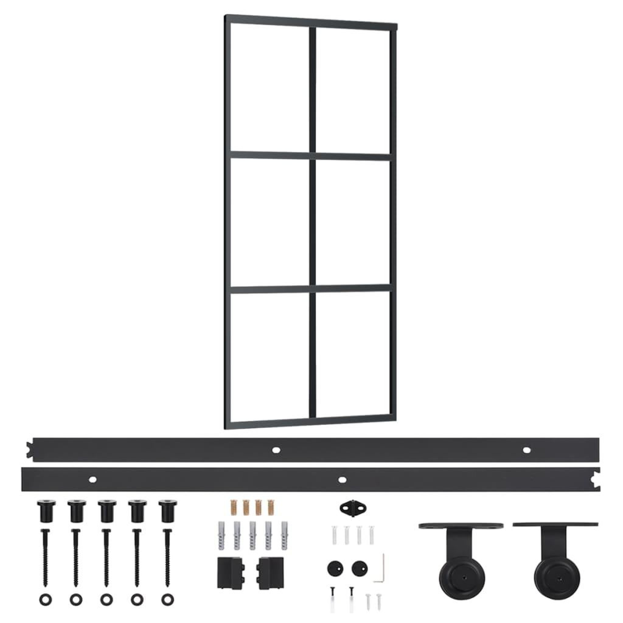 Voir la diapositive 2 : VIDAXL Porte coulissante et quincaillerie Verre et Aluminium 90x205 cm