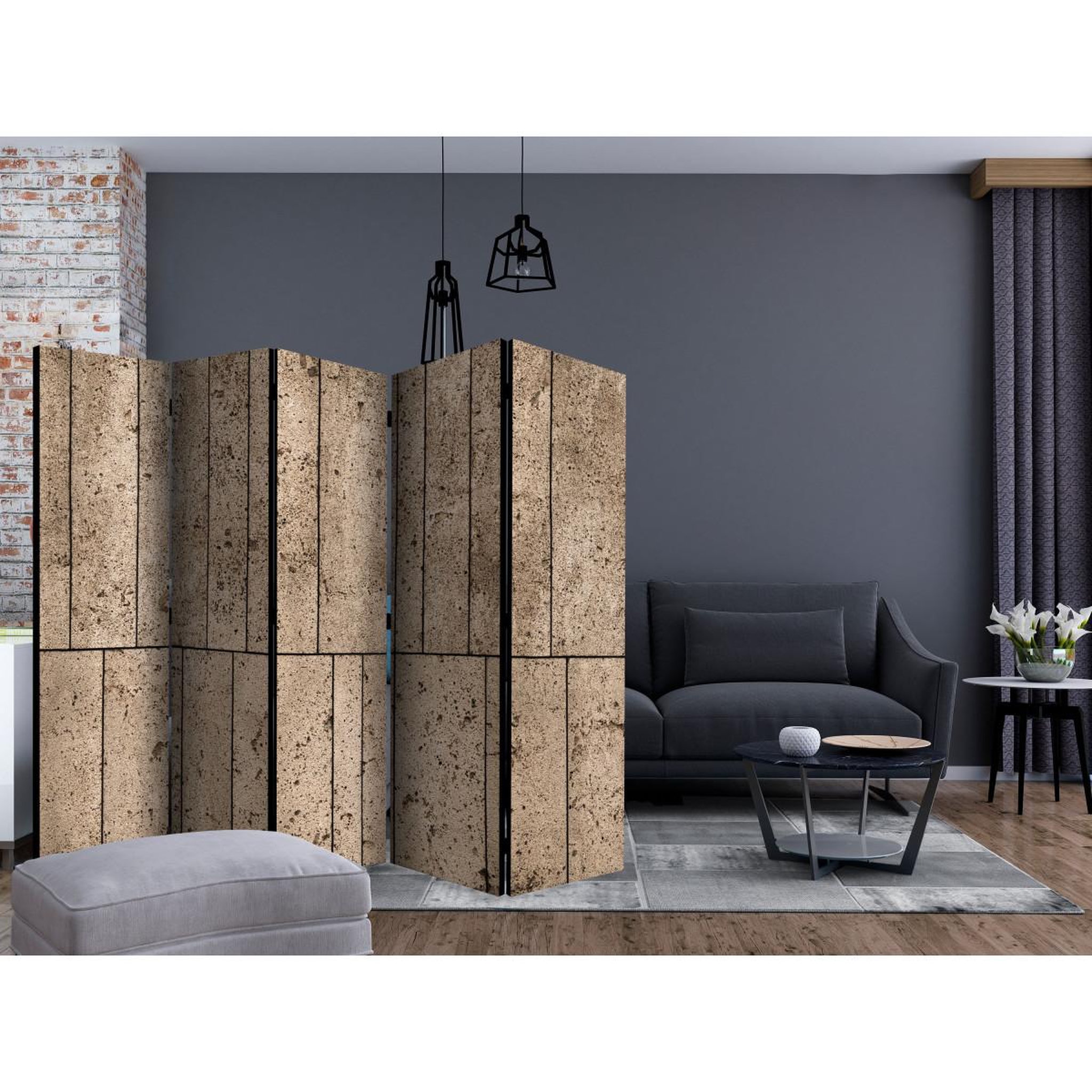 Voir la diapositive 2 : Paris Prix Paravent 5 volets  beige wall  172x225cm