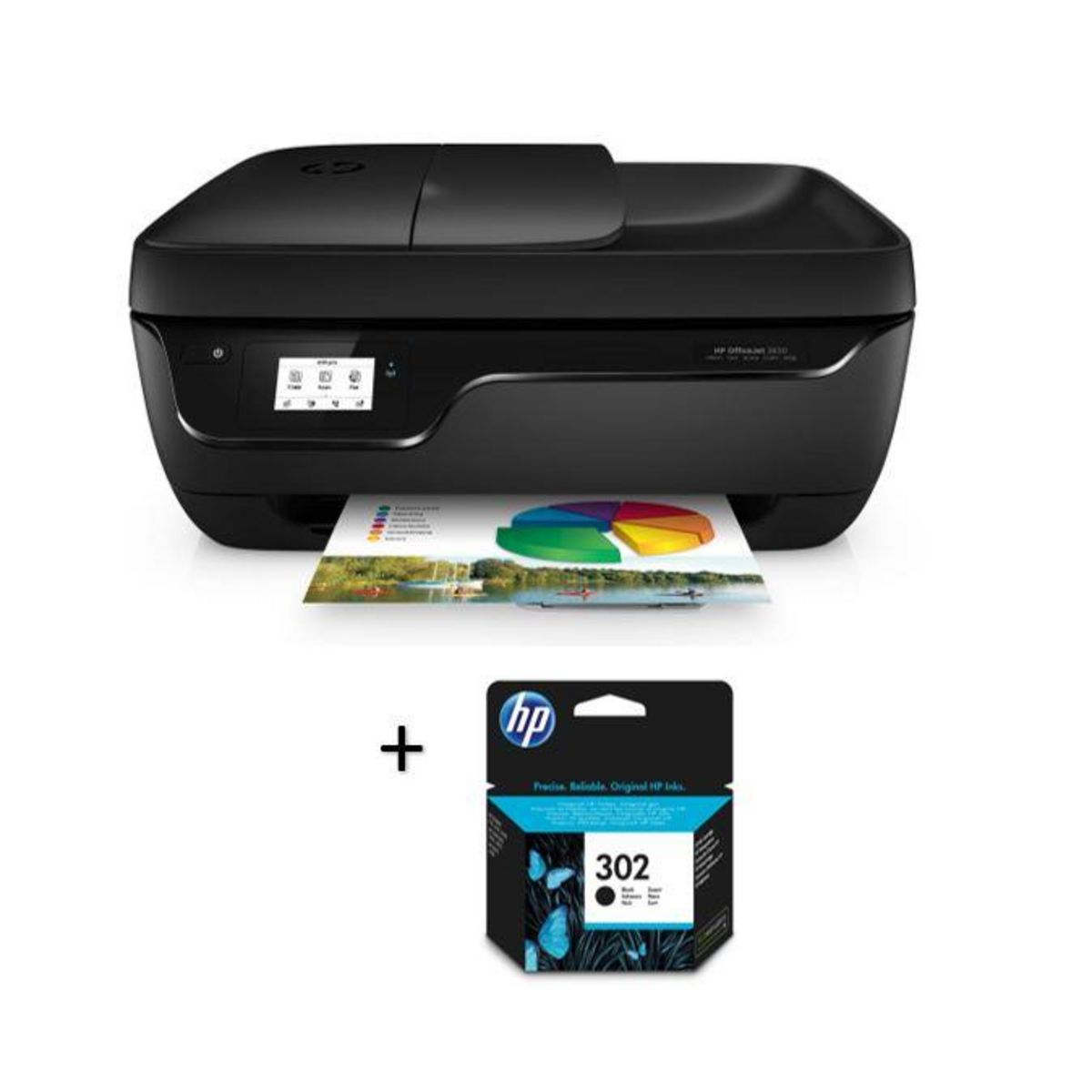 HP Imprimante multifonction OFFICEJET 3833 - Compatible Instant Ink +  Cartouche d'encre 302 Noir