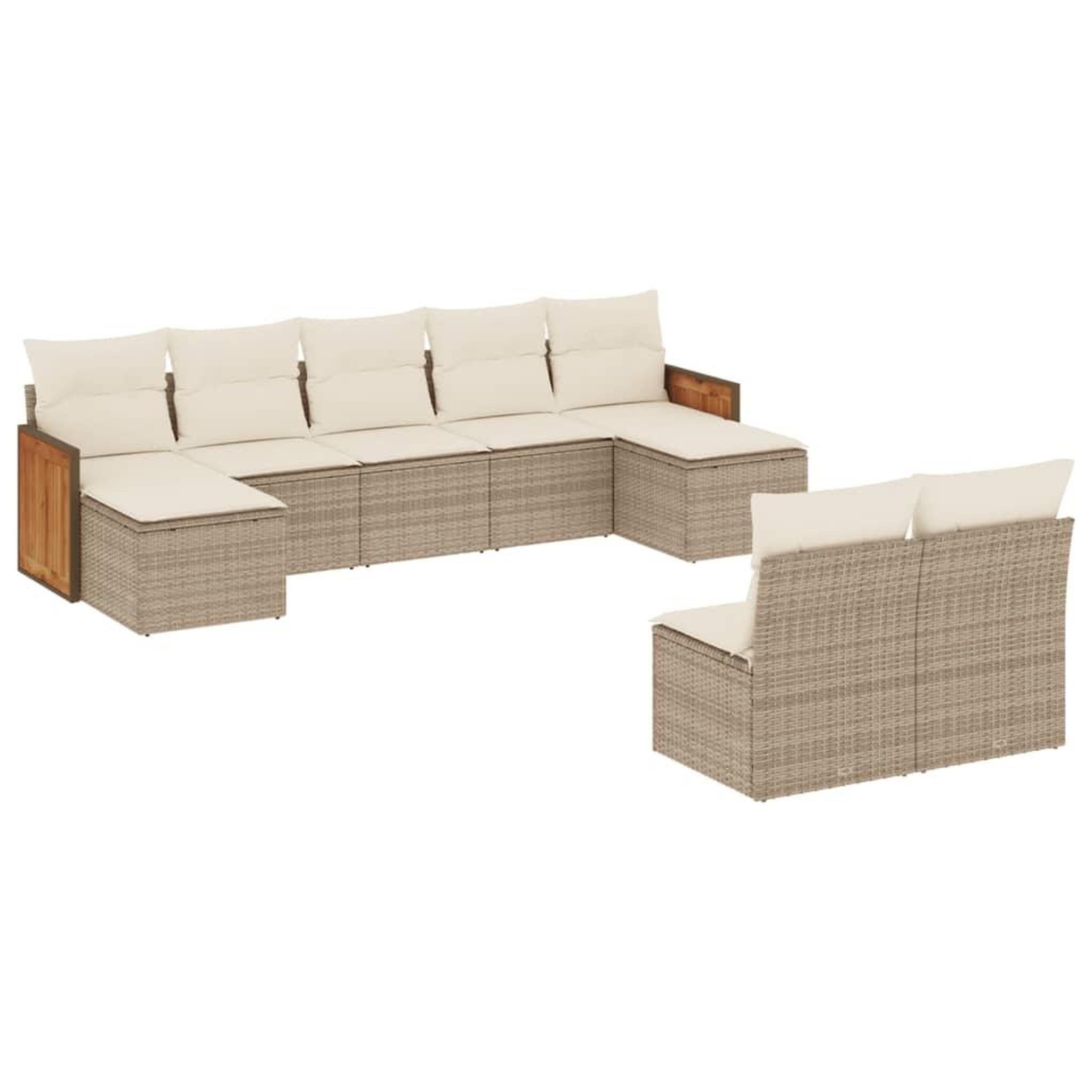 Voir la diapositive 2 : VIDAXL Salon de jardin avec coussins 9 pcs beige resine tressee