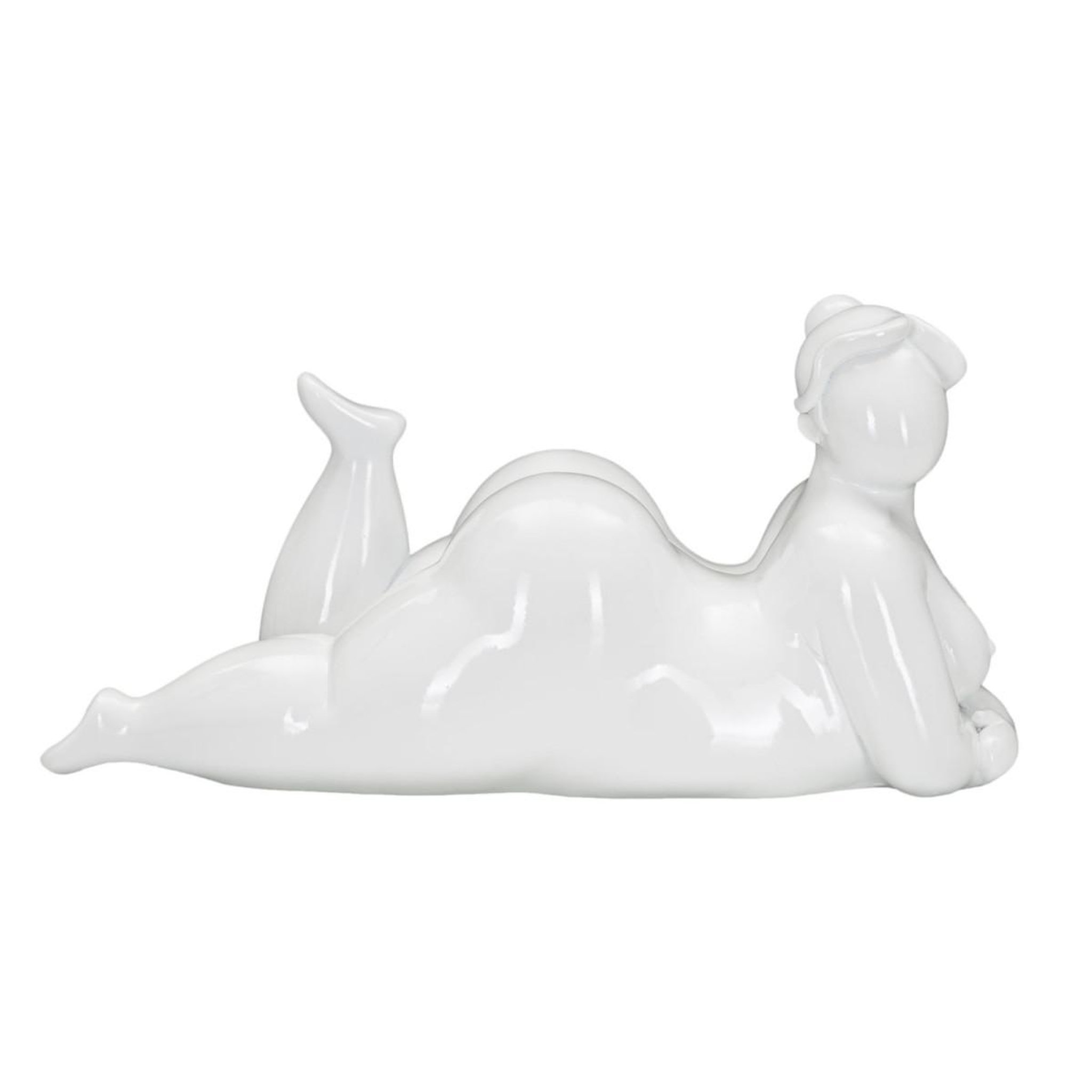 Voir la diapositive 2 : Paris Prix Statuette femme couchée en résine  yoga  32cm blanc