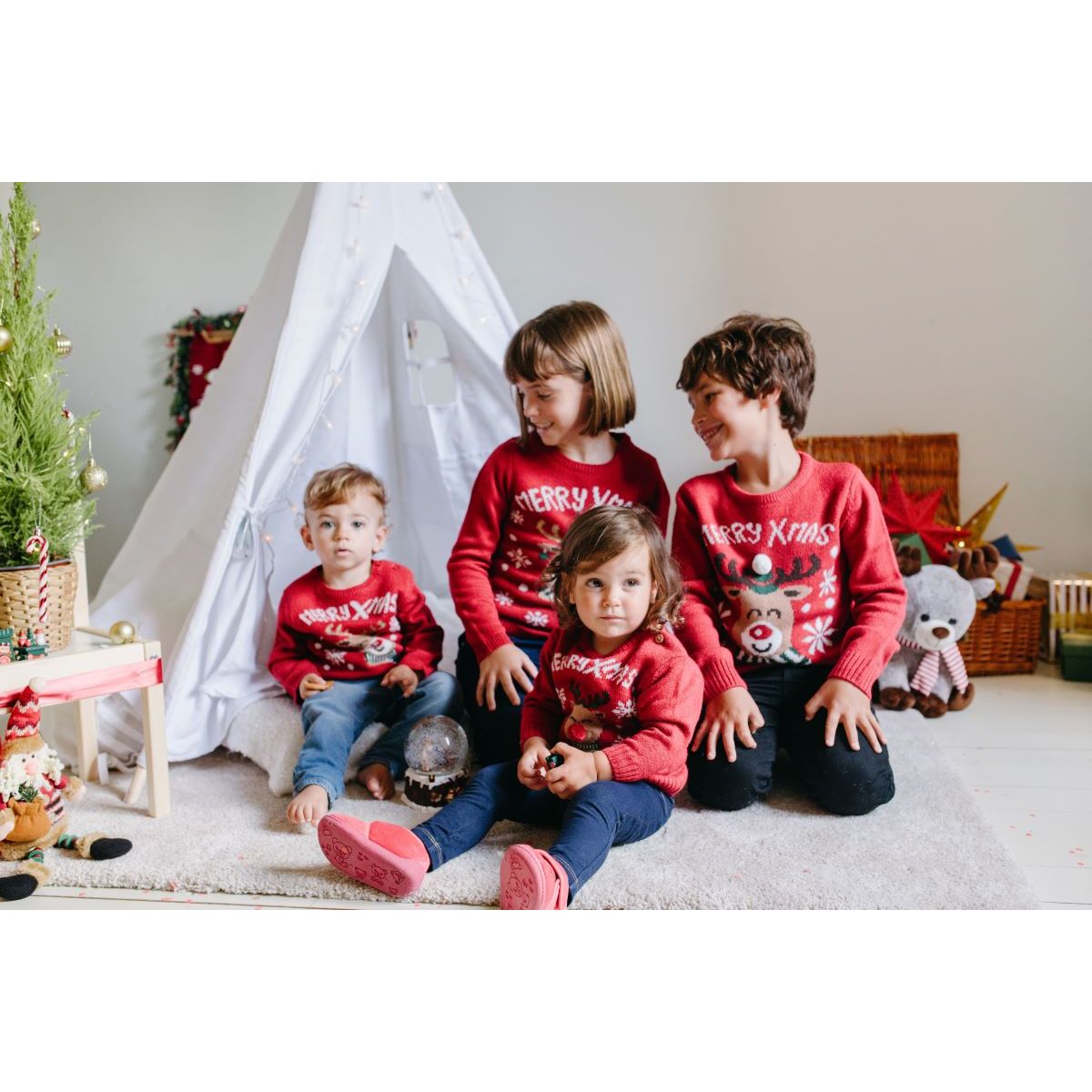 INEXTENSO Pull de noël renne rouge fille