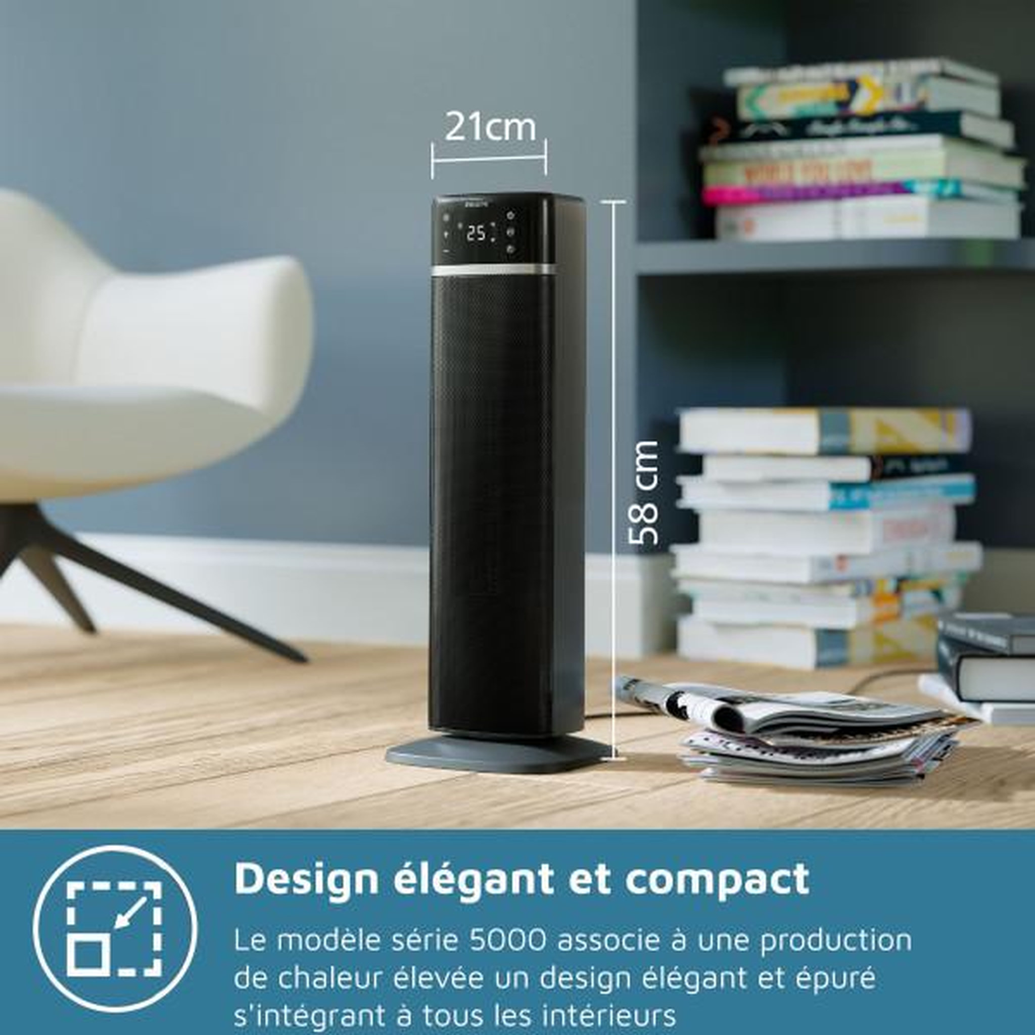 Voir la diapositive 6 : Philips Radiateur soufflant Philips 5000 Series CX5120/11 technologie céramique PTC