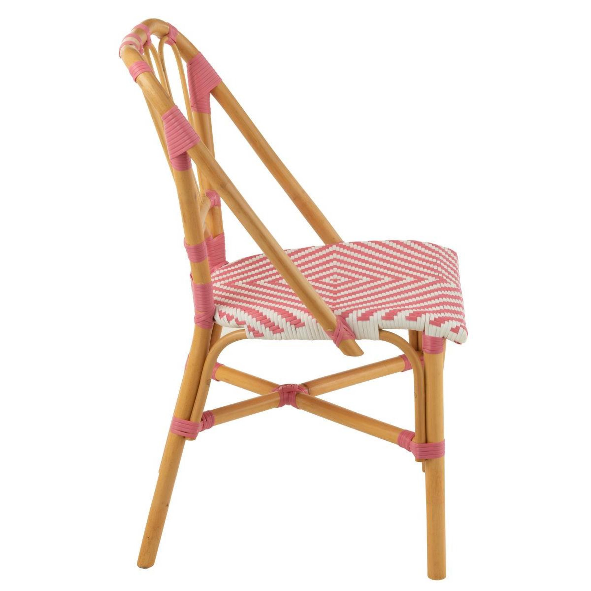 Voir la diapositive 3 : J-LINE Chaise en rotin  danial  85cm rose