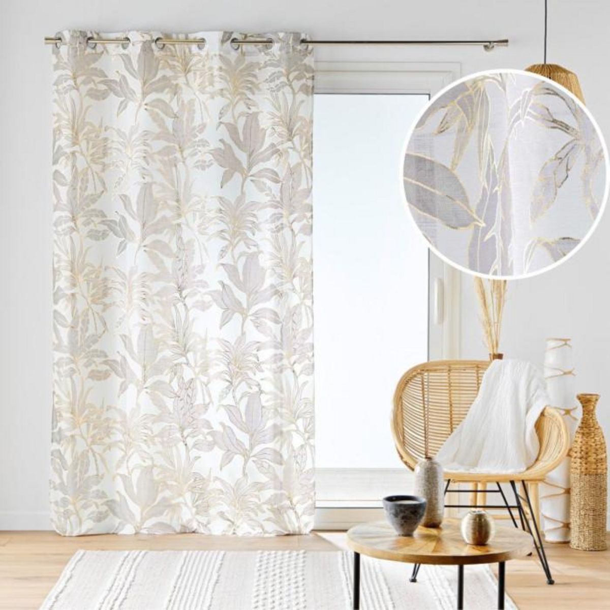 Paris Prix Rideau Voilage à Œillets  Vayana  135x280cm Naturel