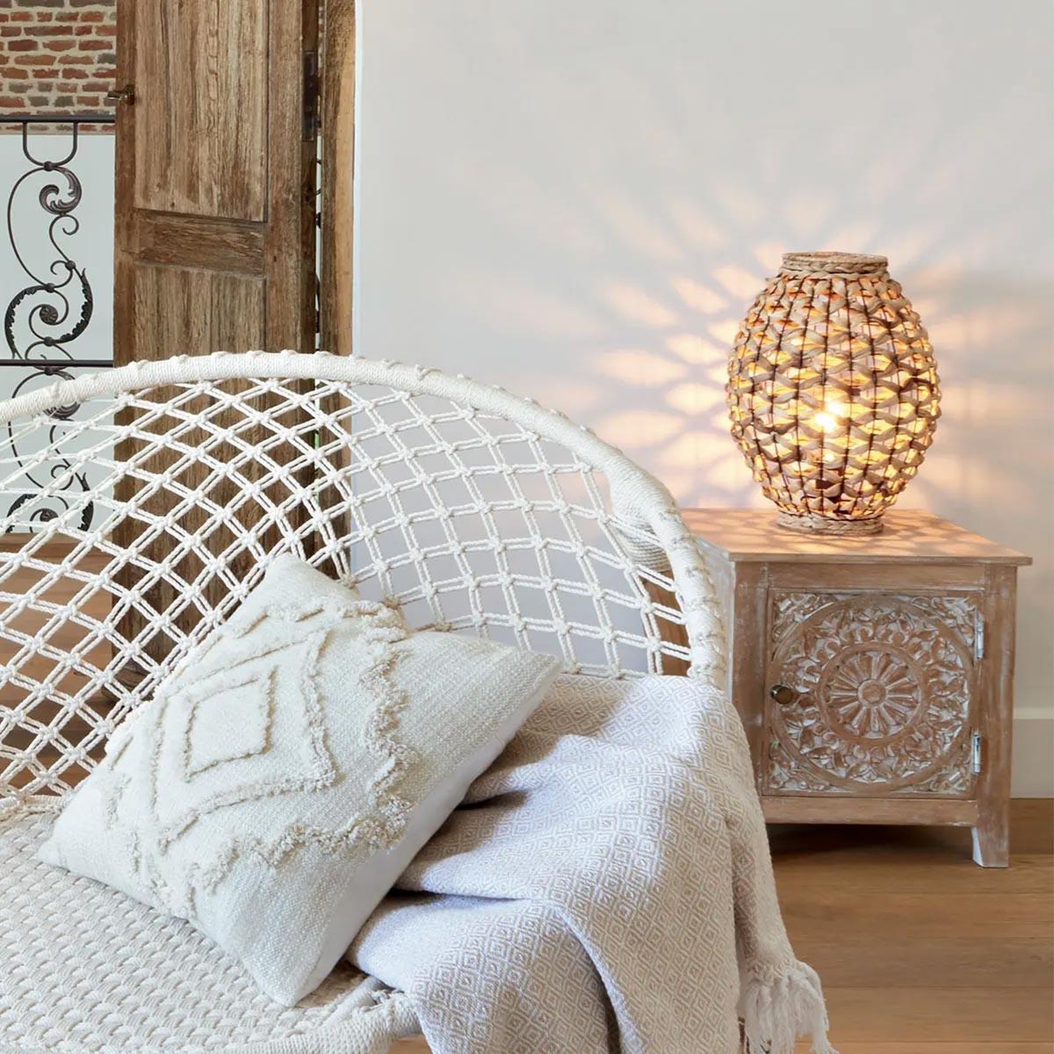 Voir la diapositive 3 : ATMOSPHERA Lampe à poser déco  jacinthe  40cm naturel