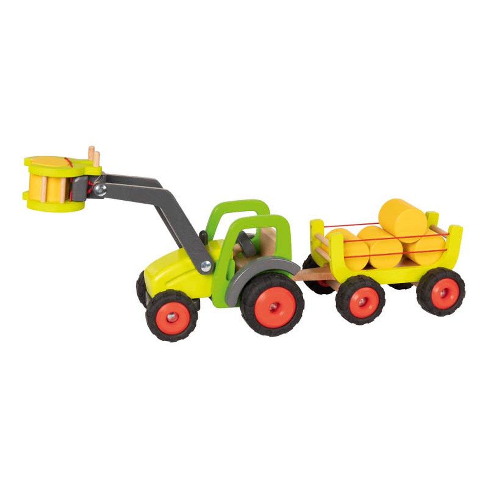 Goki GOKI Wooden Tractor with Hay Wagon
