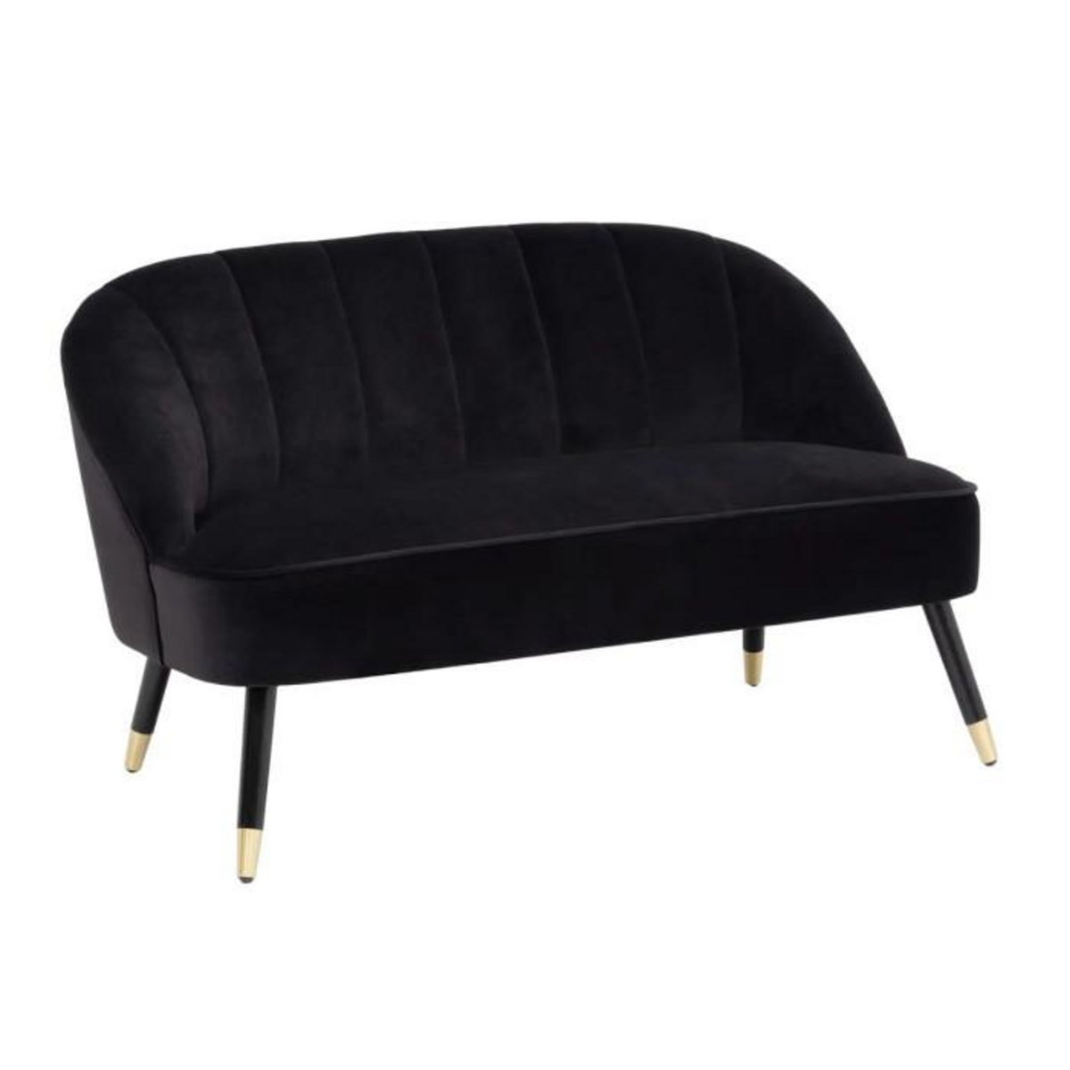ATMOSPHERA Canapé Velours 2 Places  Naova  126cm Noir