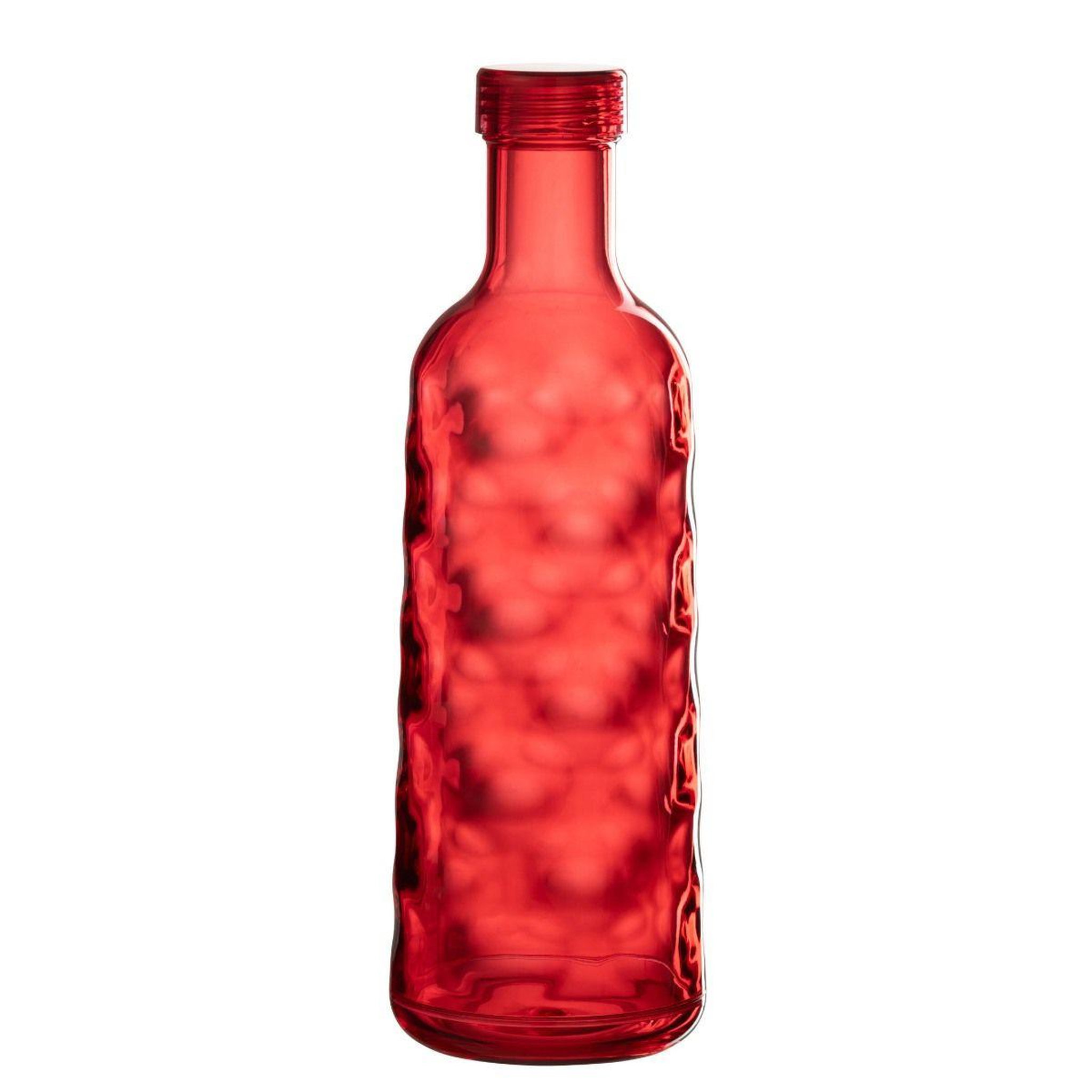 J-LINE Bouteille en plastique  martelé  1,15l rouge