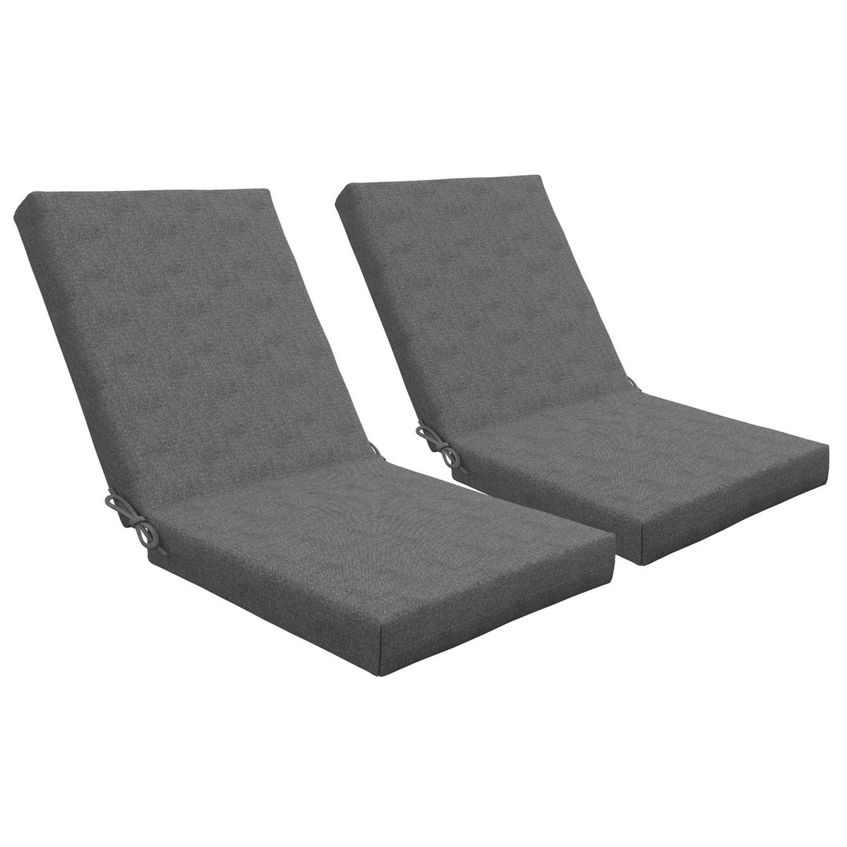OUTSUNNY Lot de 2 coussins galettes de chaise de jardin - dim. 112L x 51l x ép. 8 cm - cordons attache - polyester déperlant anthracite