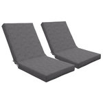 OUTSUNNY Lot de 2 coussins galettes de chaise de jardin - dim. 112L x 51l x ép. 8 cm - cordons attache - polyester déperlant anthracite