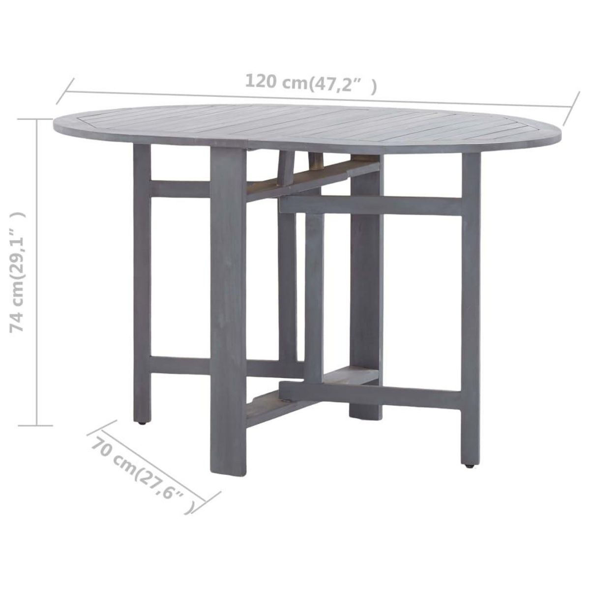 VIDAXL Table de jardin Gris 120x70x74 cm Bois d'acacia massif