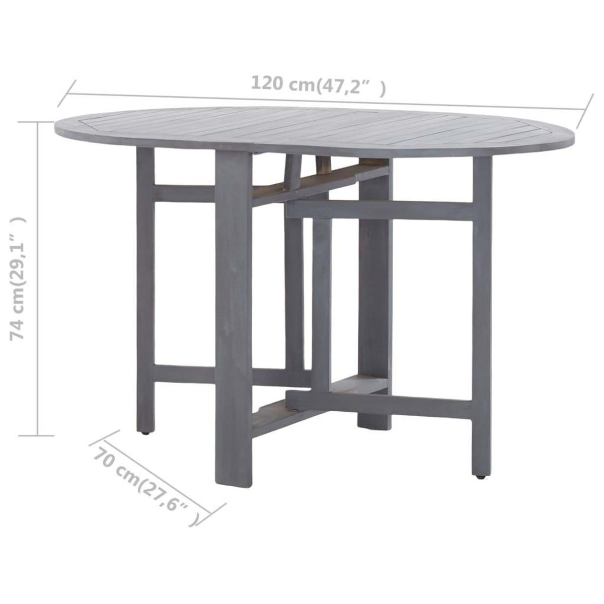 VIDAXL Table de jardin Gris 120x70x74 cm Bois d'acacia massif