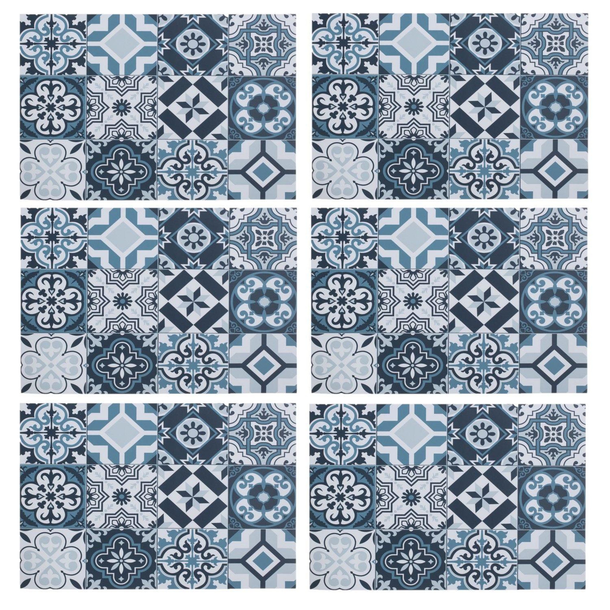 Voir la diapositive 1 : ATMOSPHERA Lot de 6 sets de table mosaïque carreaux de ciment - 45 x 30 cm - Bleu
