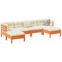 Voir la diapositive 1 : VIDAXL Salon de jardin 6 pcs avec coussins cire marron bois pin massif