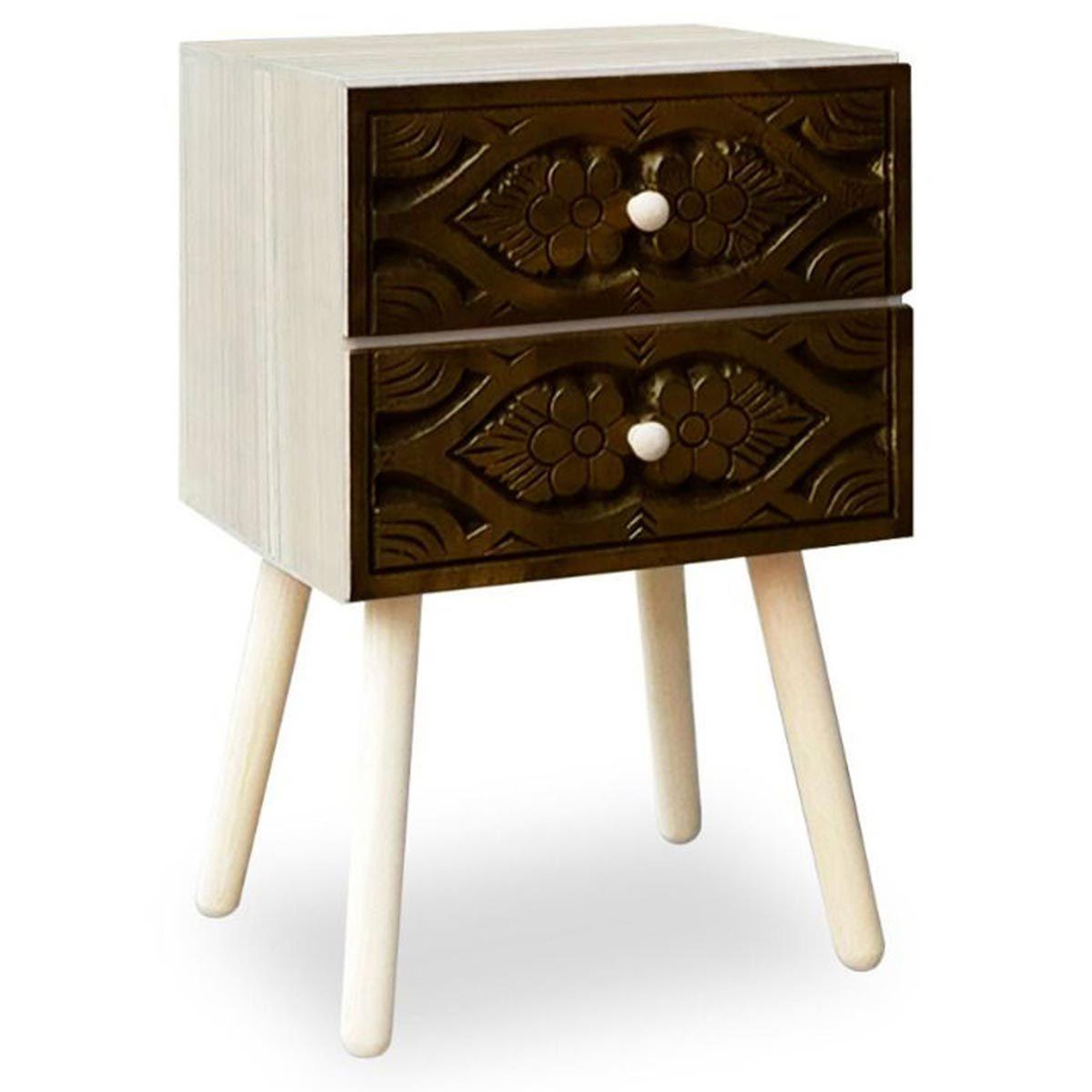 Paris Prix Table de chevet 2 tiroirs  tomina  42cm marron
