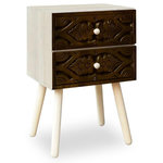 Paris Prix Table de Chevet 2 Tiroirs  Tomina  42cm Marron